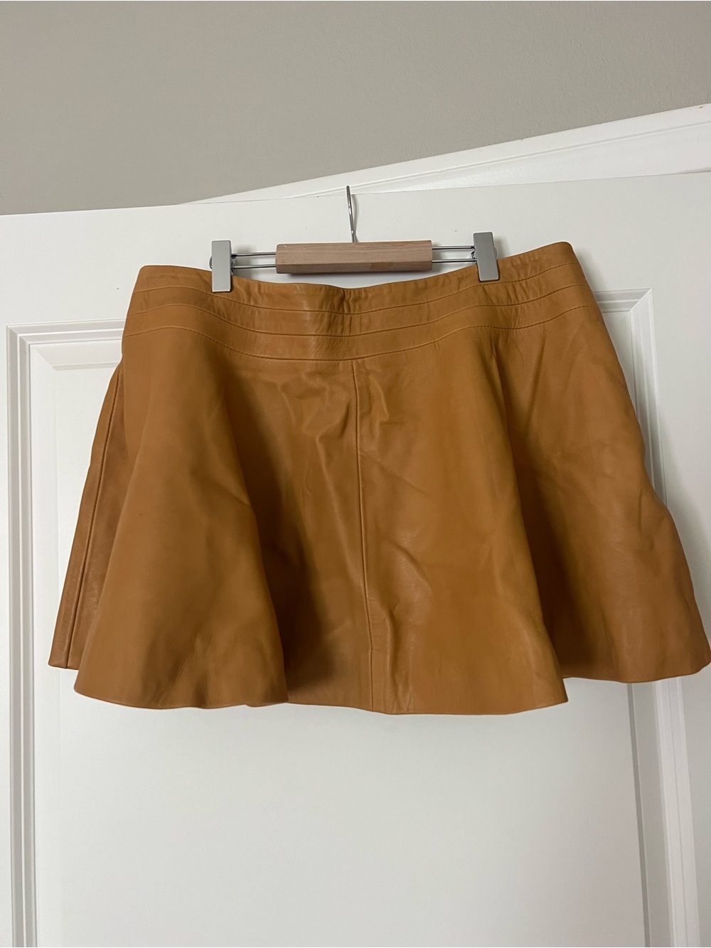 Leathercult Tan Leather Flared Mini Skirt